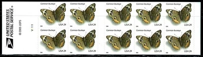 Mint US 2006 24c Common Buckeye Booklet Pane of 10 Stamp Scott# 4001B (MNH) - Image 1 of 2