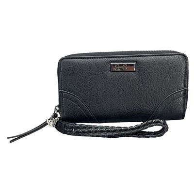 Jessica Simpson Black Leather Butterfly Wristlet Zip Wallet - Image 1 of 4