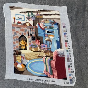 Vintage Needlepoint Completed Warm Home Dimensions 1989 - Picture 1 of 8