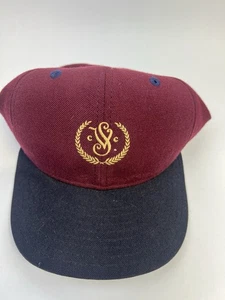 Vintage New Era 59FIFTY Wool Fitted Cap 7 5/8 Burgundy Black Laurel Logo USA - Picture 1 of 5
