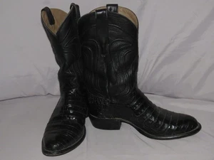 Botas Tecovas Negras Genuinas Caimán Talla 8EE - Imagen 1 de 8