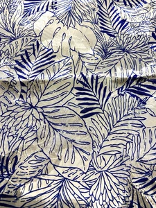 Vintage Polyester Kleid Stoff blau weiß 3,1 Yards 45" W - Bild 1 von 3