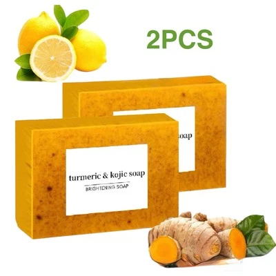 2-Pack Turmeric Glow Soap Bar - Lemon & Kojic Acid, Removing Dark Spots - Image 1 of 4