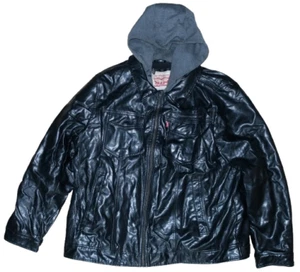 Levi's Men's XXL Hoodie Sweatshirt Lined Faux Leather Jacket 2XL - Picture 1 of 12