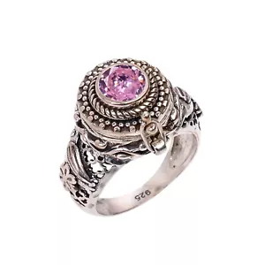 Rose Quartz Gemstone Handmade Poison Ring, 925 Silver Rose Quartz Poison Ring. - Picture 1 of 4