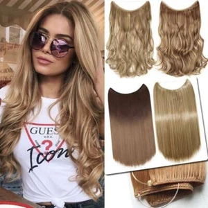 Ultra Thick Hair Hidden Head Band Wire In As Human Hair Extensions One Piece US - Picture 1 of 42