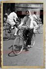 40s Vietnam War HANOI PRETTY LADY YOUNG GIRL CYCLING STREET VINTAGE Photo 1165