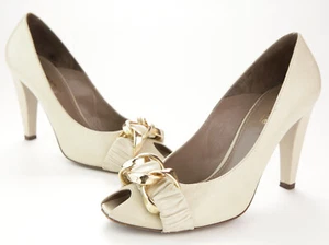 Kalliste Womens Peep Toe High Heel Bone Leather Pumps Size EUR 40 / US 8 Vintage - Picture 1 of 12