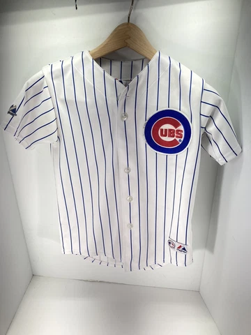 Chicago Cubs YOUTH Medium #12 Soriano Sewn Pinstripe Jersey Majestic Vtg MLB USA Cover