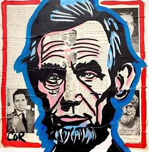CORBELLIC EXPRESSIONISM 12X12 AB LINCOLN HANDMADE SIGNED COLORFUL ART PAINTING - Picture 1 of 9