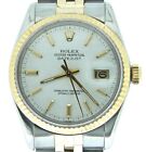 Rolex Datejust Mens Stainless Steel Yellow Gold Watch White Dial Quickset 16013