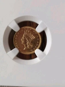 1874 Indian Gold Dollar G$1 - Certified NGC AU Details - Rare Early Coin! - Picture 1 of 4