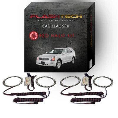 Kit de anillo de halo de faros LED ojo de ángel rojo para faros Cadillac SRX 2004-2009 Foto 1 de 3