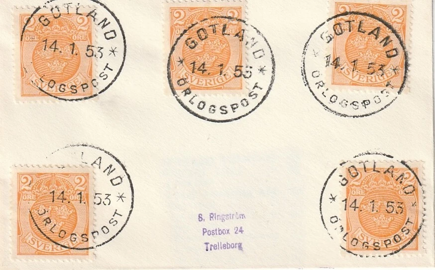 SWEDEN: Military Naval mail, cover, HMS Gotland  1953. - Image 1 of 1