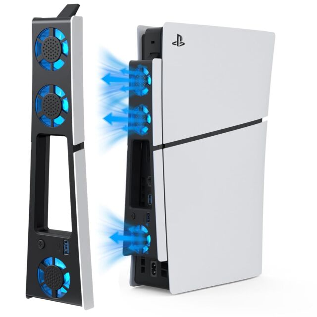 Ventilador de refrigeración para consola PS5 Slim, sistema de refrigeración  silencioso con función de memoria y luz LED, accesorios de refrigeración