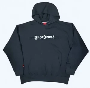 Vintage JNCO Dark Gray Embroidered Logo Tribal Rose Sweatshirt Hoodie Size 2X - Picture 1 of 7
