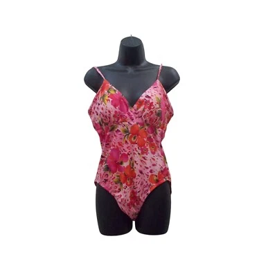 Traje de baño ISLANDER rosa estampado de flores tropicales de una pieza talla 12 Foto 1 de 3