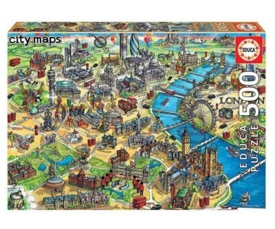 London City Map Jigsaw Puzzle 500 Pieces Educa Landmarks Buckingham Palace Big B - Image 1 of 4