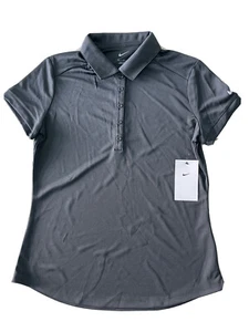 NIKE GOLF Polo Shirt Womens Medium Gray Short Sleeve Dri Fit 100% Polyester NEW! - Picture 1 of 10