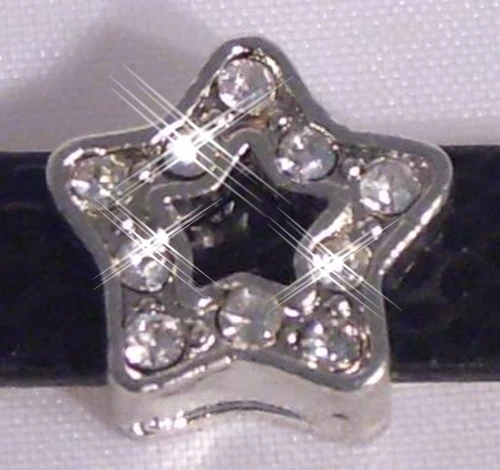 ♥ Stern Strass silber Slider für Armband Slide Charm Schiebe Modul ♥ MLAB005 - Bild 1 von 1