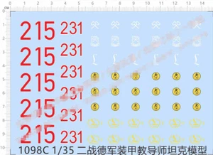 1/35 Panzer Lehr Division Tiger Tank Insignia 215 231 Marcas Calcomanía Tobogán Acuático - Imagen 1 de 1