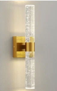 Modern 2-light Gold Dimmable Wall Sconce with Bubble Glass Shade - Picture 1 of 5