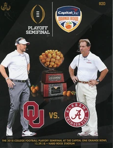 2018 ORANGE BOWL ALABAMA OKLAHOMA OFFICIAL PROGRAM 12/29 NATIONAL PLAYOFF Saban - Picture 1 of 1