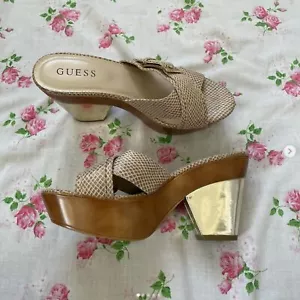 Y2k Guess Faux Snakeskin buckle platform sandals - Picture 1 of 5