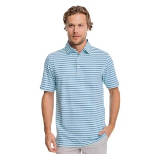 New Southern Tide polo shirt L Kendrick model Golf Large Heather Baltic Striped - Picture 1 of 3
