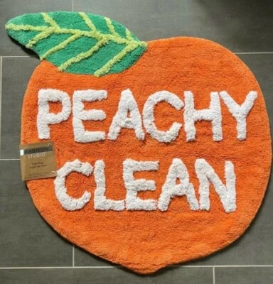 Madison Studio Bath Mat Rug PEACHY CLEAN Cotton Peach Shape Orange 30 x 30 NWT - Image 1 of 4