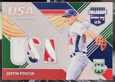 2020 Panini Elite Extra Edition USA Baseball Material Emerald /5 Justin Foscue