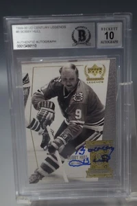BOBBY HULL 1999-00 UD CENTURY LEGENDS #8 BECKETT BGS 10 AUTO AUTOGRAPH GRADED - Picture 1 of 4