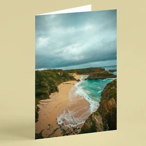 View of coastline from hillside seascape / scenery birthday card - Picture 1 of 1