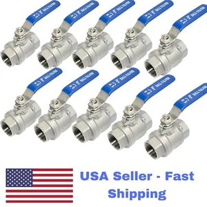 10 Pack 3/4" 2-Piece Full Port Ball Valve, S. Steel 316, NPT Threaded, 1000 WOG - Picture 1 of 6