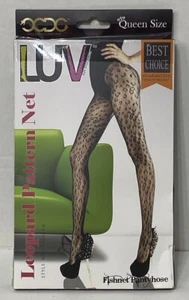 CCDC Queen Size Leopard Pattern Fishnet Pantyhose Style CFP2075Q - Picture 1 of 10