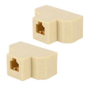 2PCS RJ11 Splitters Telephone Plug Splitter Socket Line Adapter Phones Landline - Afbeelding 1 van 12