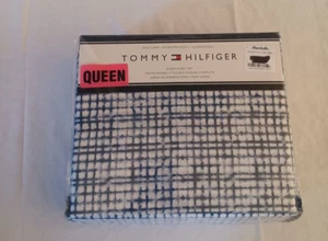 Tommy Hilfiger Queen Sheet Set Fitted Flat Pillowcases Cotton Blend - Picture 1 of 4