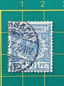 Deutschland Briefmarke 1889, Sc A10, #49a, 20pf Preußischblau, gebraucht, OG Cv 2.250 $ - Bild 1 von 4