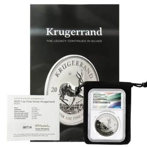 Moneda R1 Sudáfrica 2021 1 oz plata prueba Krugerrand NGC PF70UC FDI South A... - Imagen 1 de 3