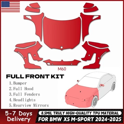 For BMW X5 M60i 2024-UP Full Front PreCut Paint Protection Film Clear Bra PPF - Image 1 of 4