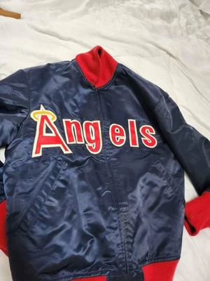 CHAQUETA BOMBER SATINADA DE COLECCIÓN AÑOS 80 90 MLB CALIFORNIA ANGELS FORRADA DE VELLÓN talla 40 Foto 1 de 4