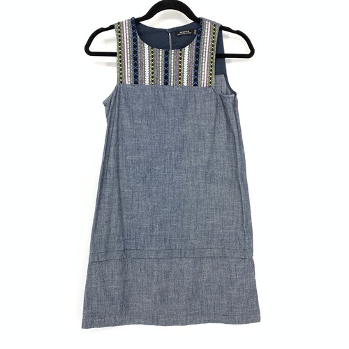 Mini abito donna Kate Spade Saturday Chambray taglia 00 dettaglio ricamato