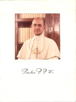 Albumblatt Papst Paul VI. mit Unterschrift (1897-1978) /// Autogramm Autograph s - Bild 1 von 2