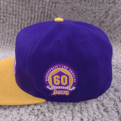 Los Angeles Lakers Hat Fitted Size 7 3/8 Mitchell Ness 60 Year Anniversary Logo - Image 1 of 4