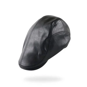 Mens Ivy Cap PU Leather Newsboy Hat Adjustable Beret Caps Classic Golf Flat C... - Picture 1 of 7