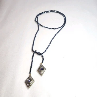 Collar HEIDI DAUS Cristal Trilo Cuentas Lariat Retirado $259 Capas Tanzanita  Foto 1 de 4