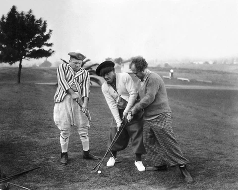 THREE 3 STOOGES Glossy 8x10 Photo Moe, Curly and Larry Print Golfing Poster Cover