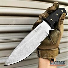10" Fixed Blade Knife 5" Stonewash Serrated Blade Tactical Knife Hunting Knife