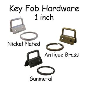 50 Key Fob Hardware w/ Key Rings Sets - 1 Inch (25 mm) - Pick From 3 Finishes - Picture 1 of 6