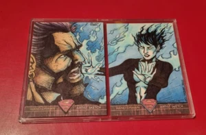 DC Superman The Legend Pair of Sketch cards 2012 cryptozoic 1/1 Hand Drawn - Jed - Foto 1 di 2
